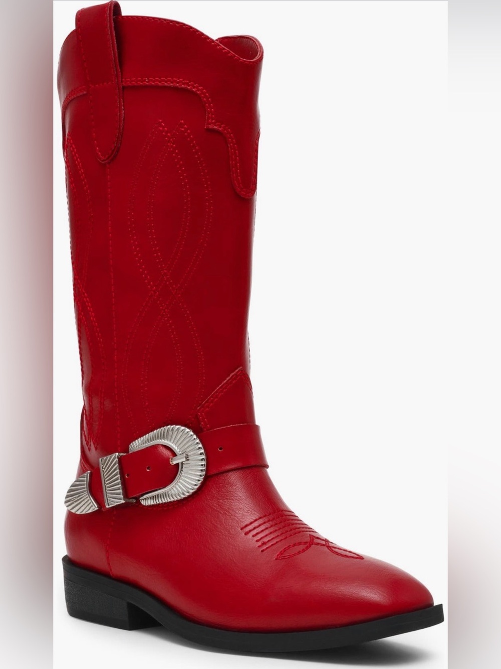 DV by Dolce Vita Kids Red Cowboy Boot with Silver Buckle